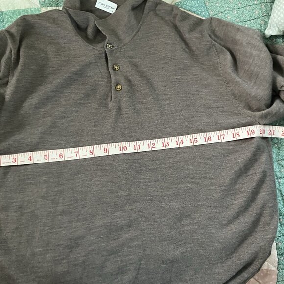 John Henric Brown Merino Polo Sweater Shirt Mens XL Neutral Fine Knit - Picture 5 of 7